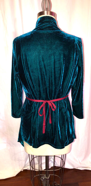Turquoise Stretch Velvet Jacket/Blouse