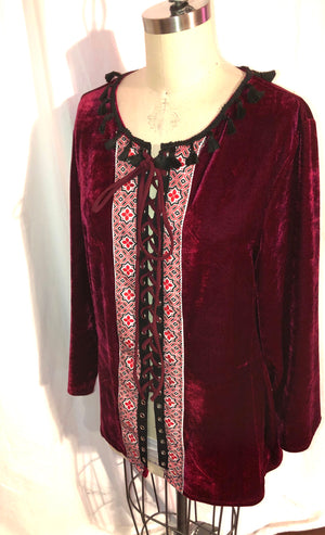 Burgundy Red Unlined Jacket/Blouse