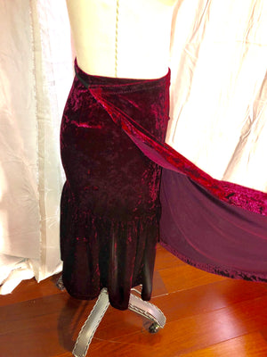 Handmade Cherry Stretch Velvet Wrap Skirt