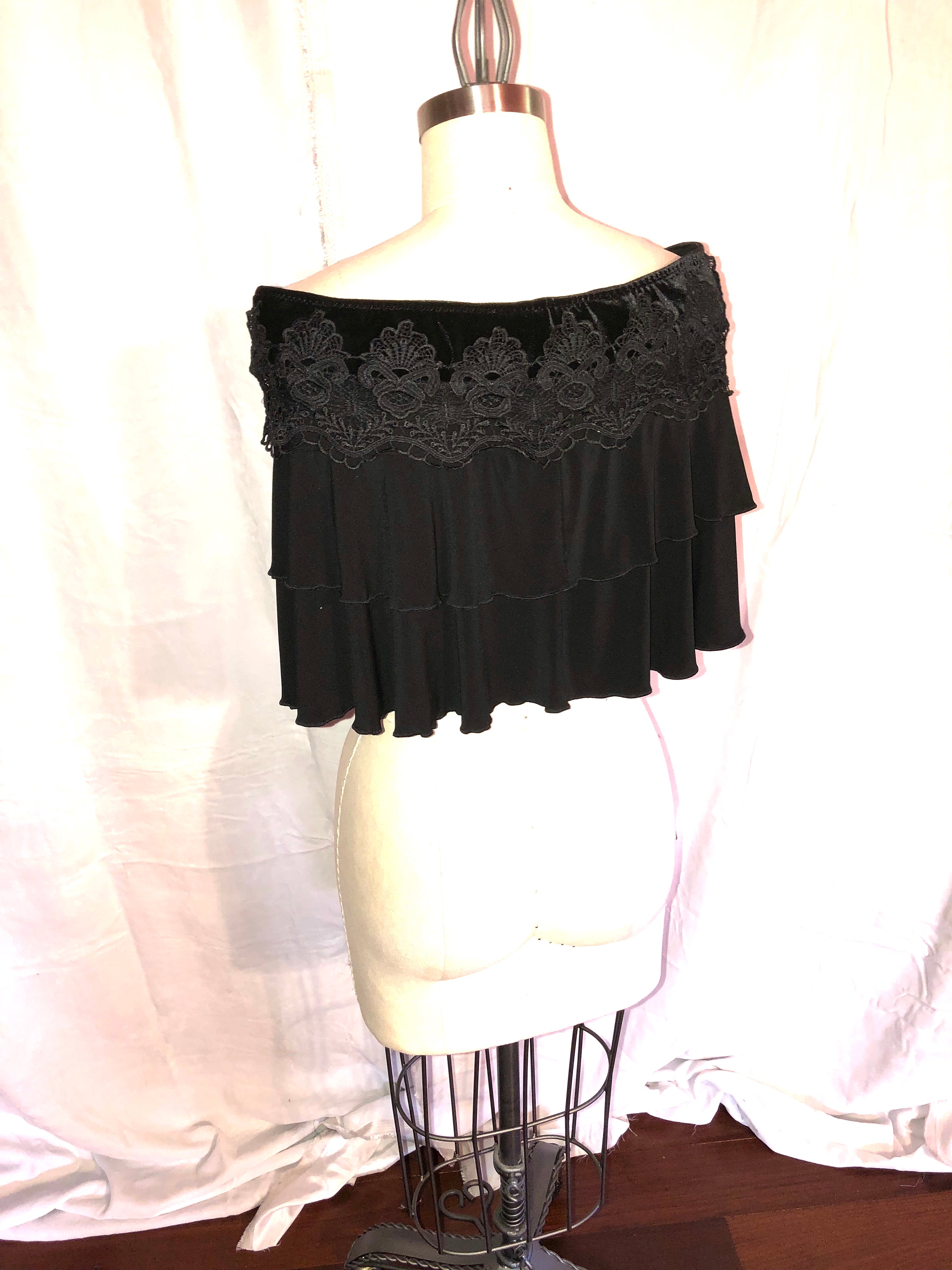 Handmade Black Vintage-Inspired Velvet Capelet