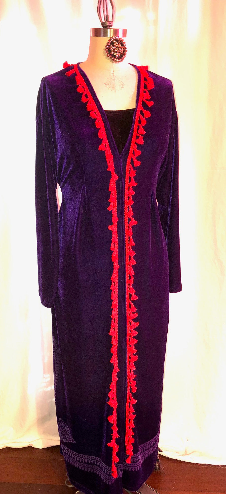 Long Purple Stretch Velvet Dress