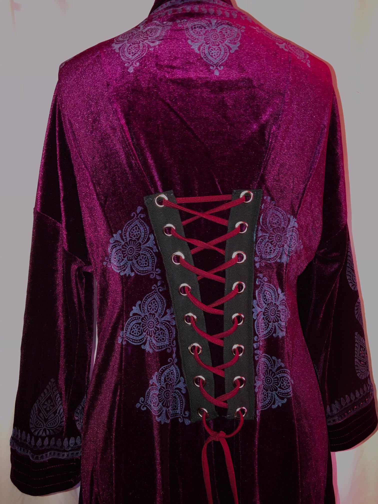 Burgundy/Cherry Stretch Velvet Dress