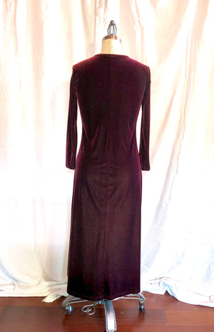 Handmade Long Burgundy Velvet Dress