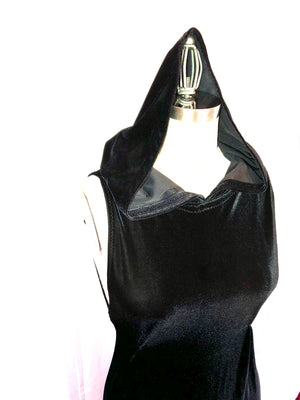 Handmade Long Black Velvet Dress w/Hood