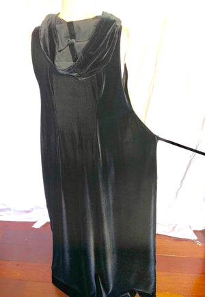 Handmade Long Black Velvet Dress w/Hood