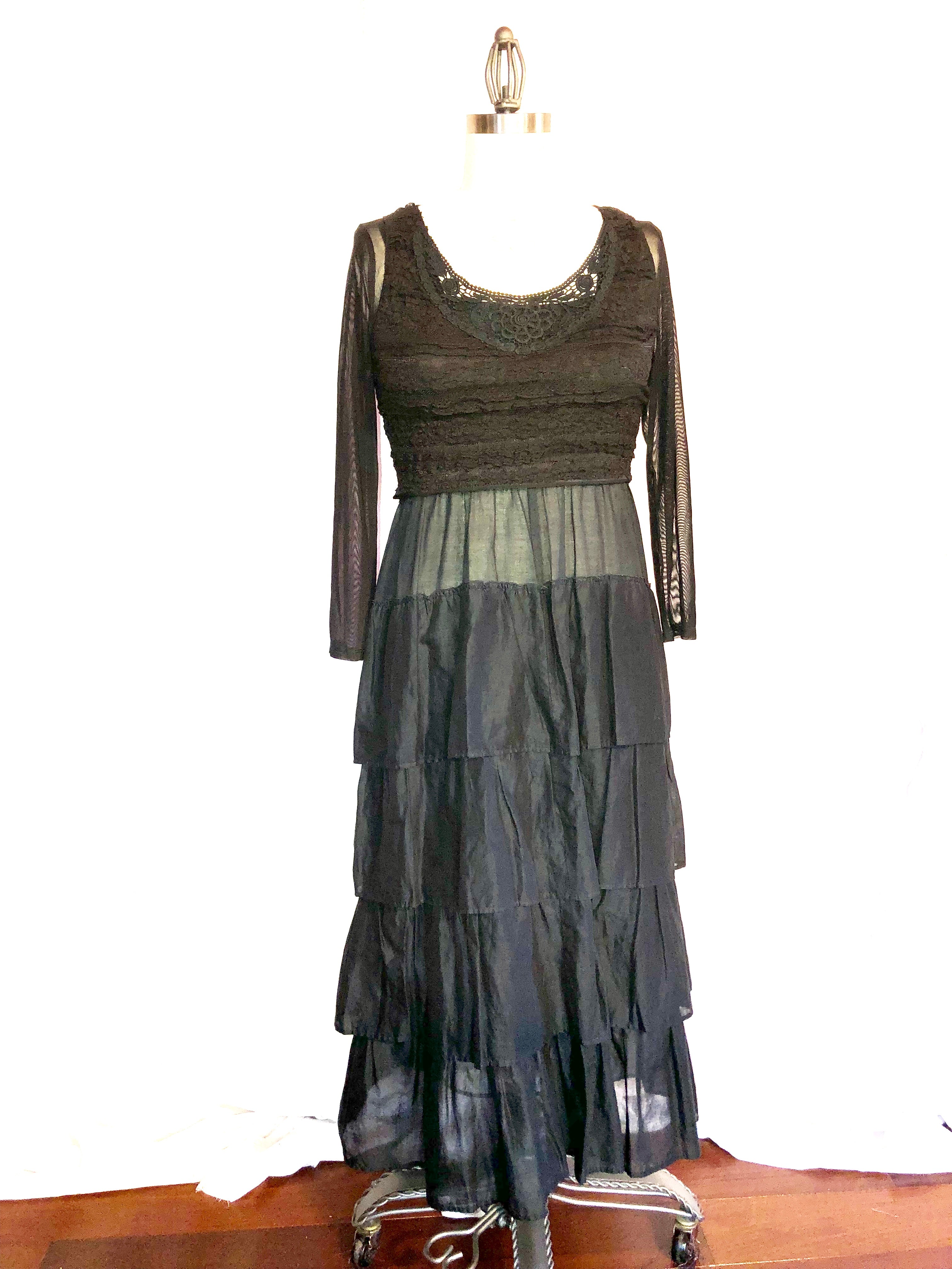 Handmade Sheer Black Cotton Dress