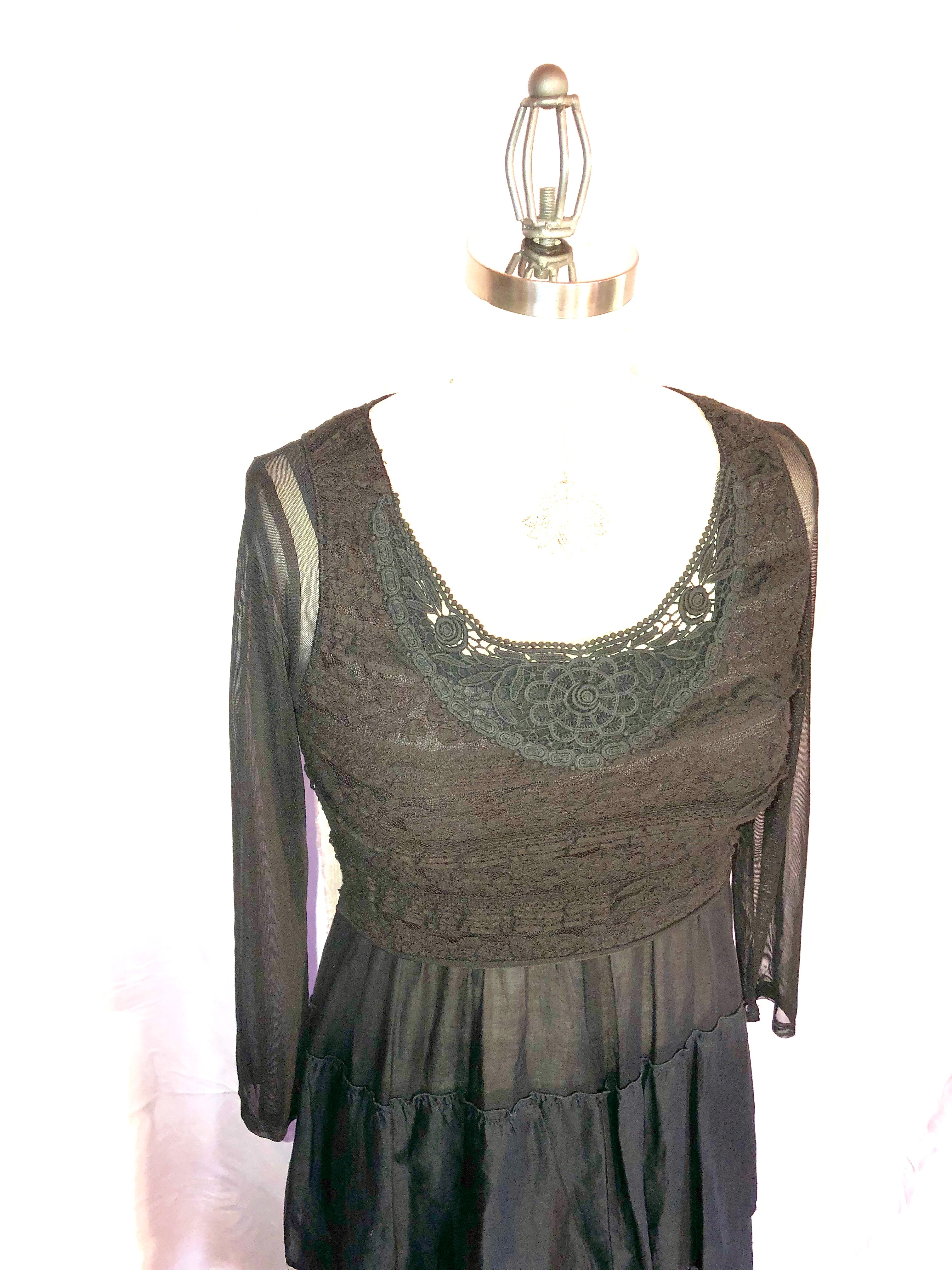 Handmade Sheer Black Cotton Dress