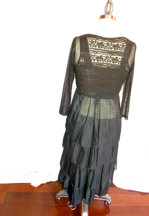 Handmade Sheer Black Cotton Dress