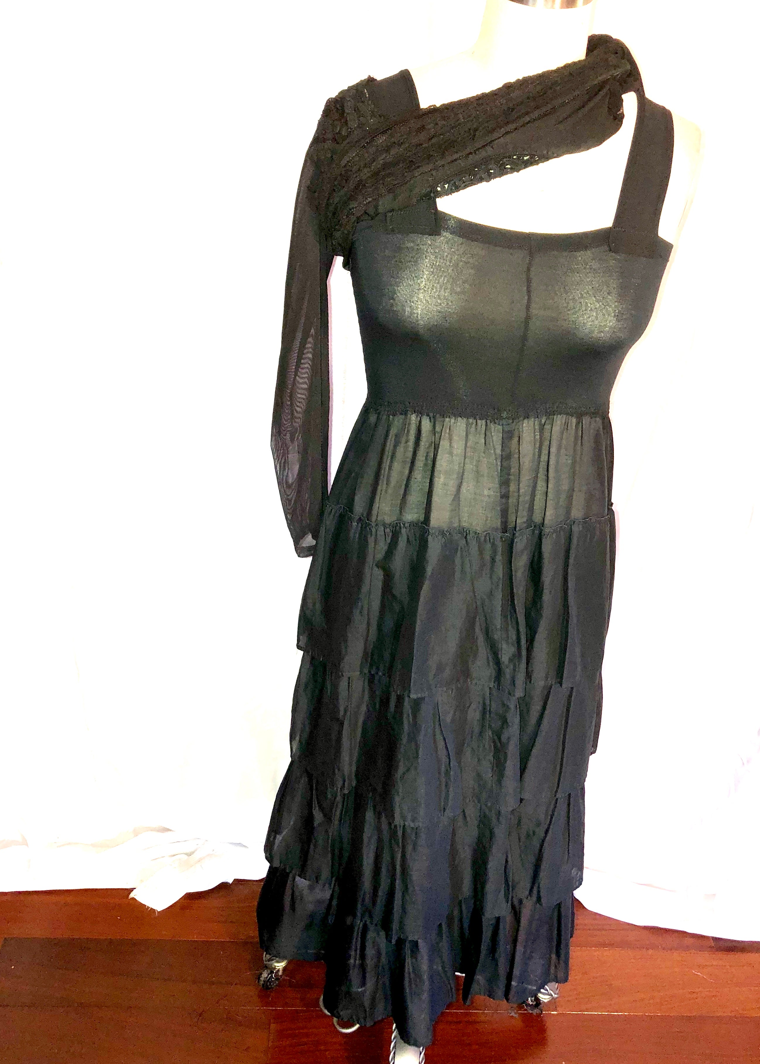 Handmade Sheer Black Cotton Dress