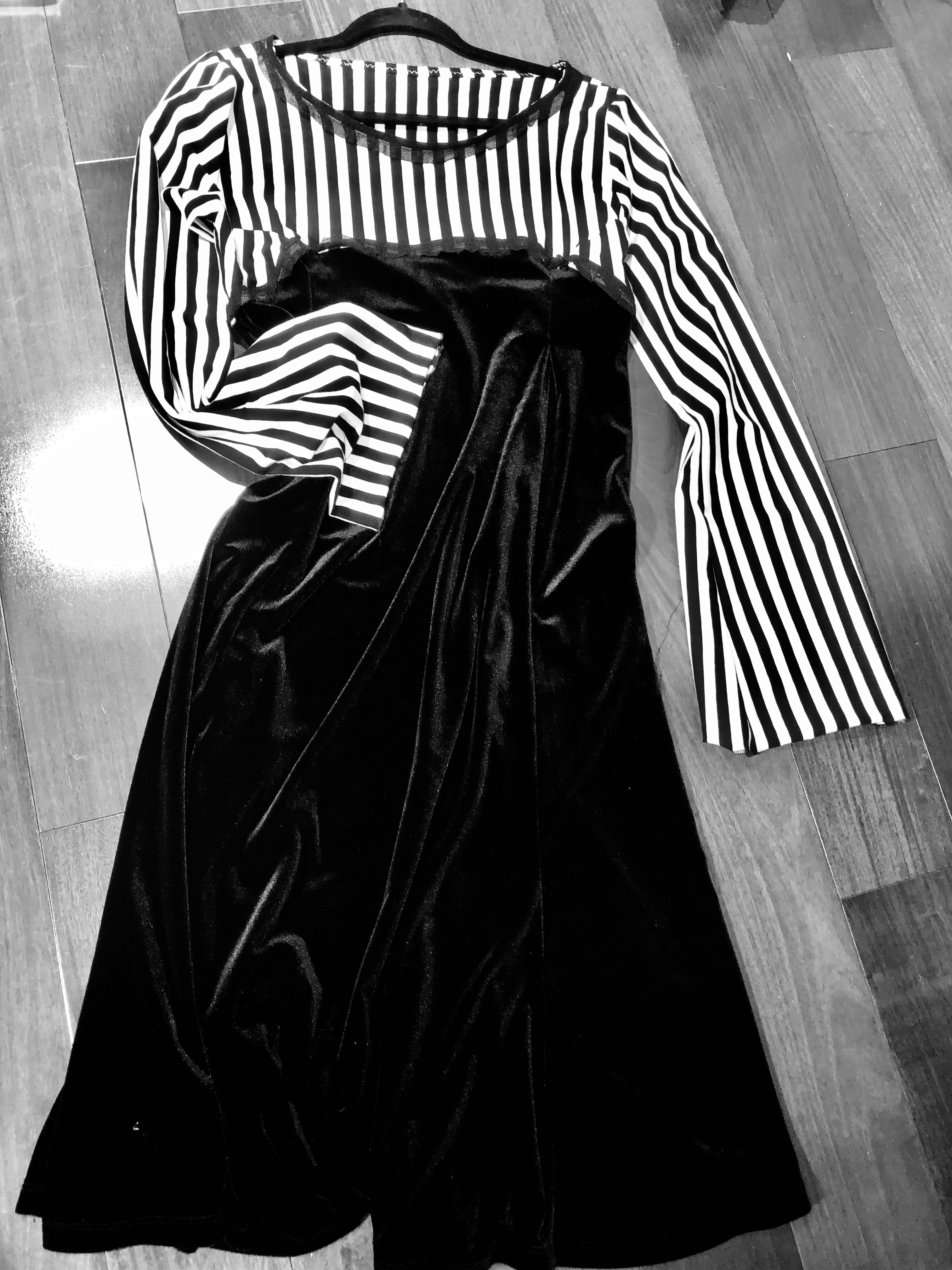 Dress - 1/2 Velvet, 1/2 Striped Knit