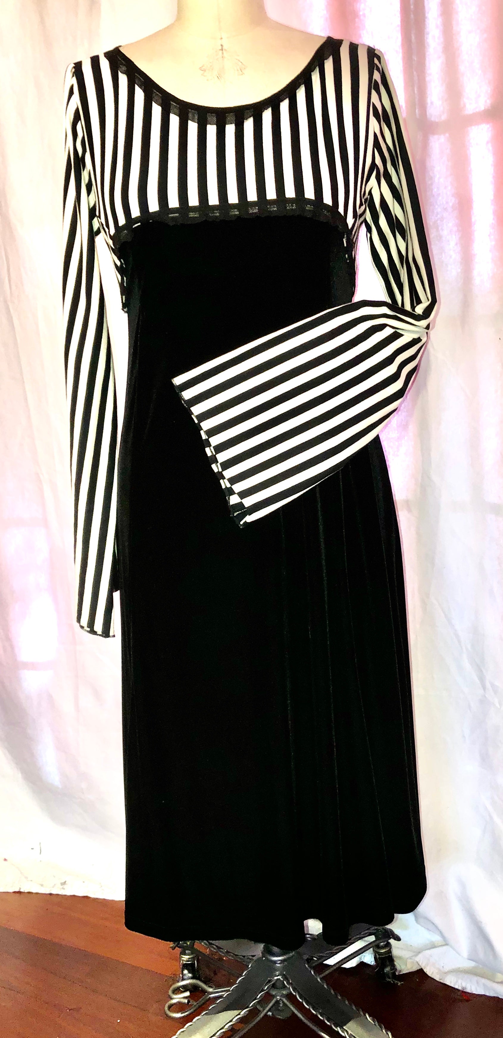 Dress - 1/2 Velvet, 1/2 Striped Knit