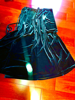 Dark Blue/Green Stretch Velvet Wrap Skirt