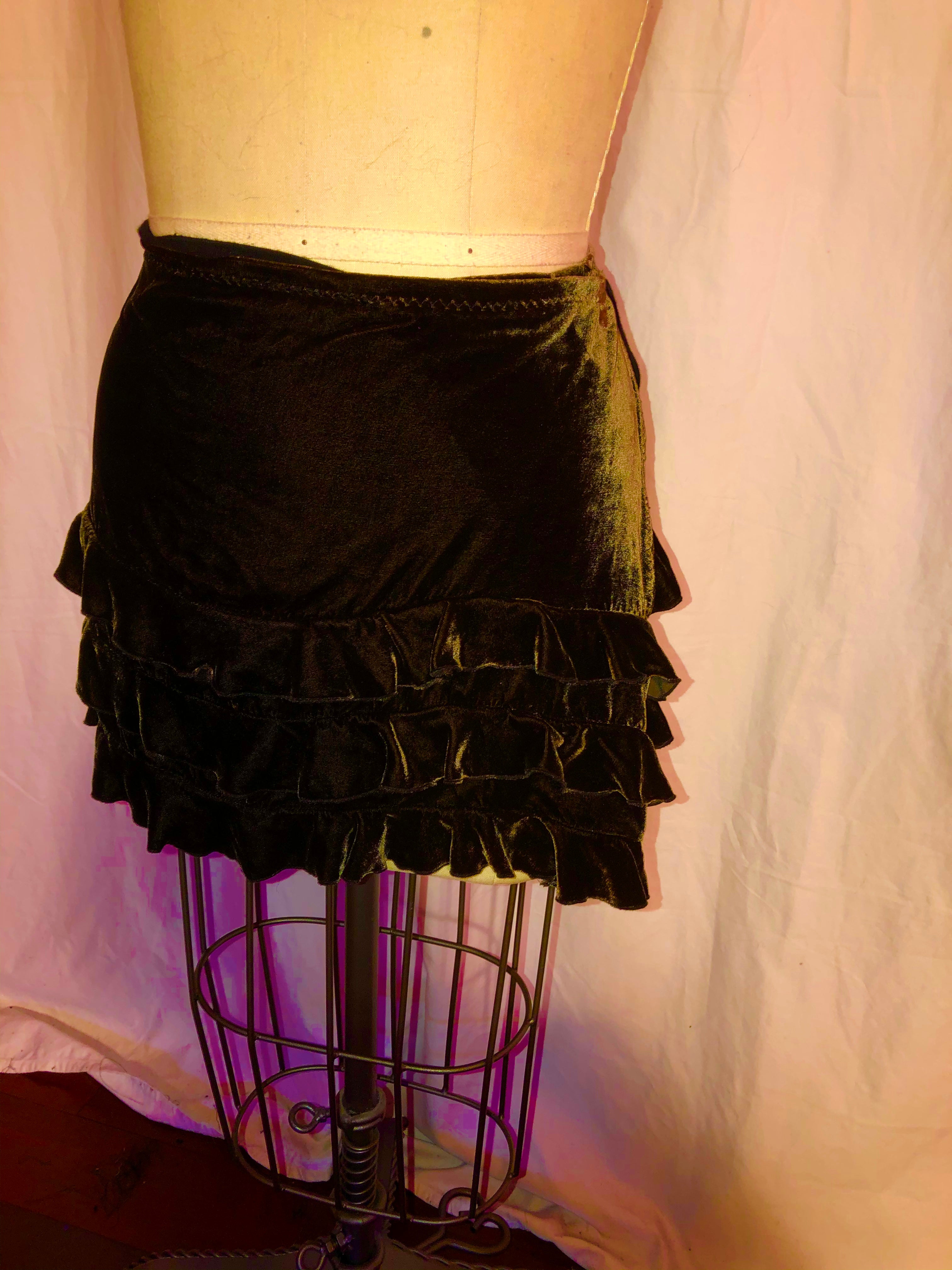 Dark Brown Velvet Mini-wrap Skirt