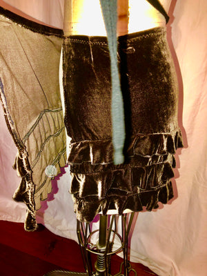 Dark Brown Velvet Mini-wrap Skirt