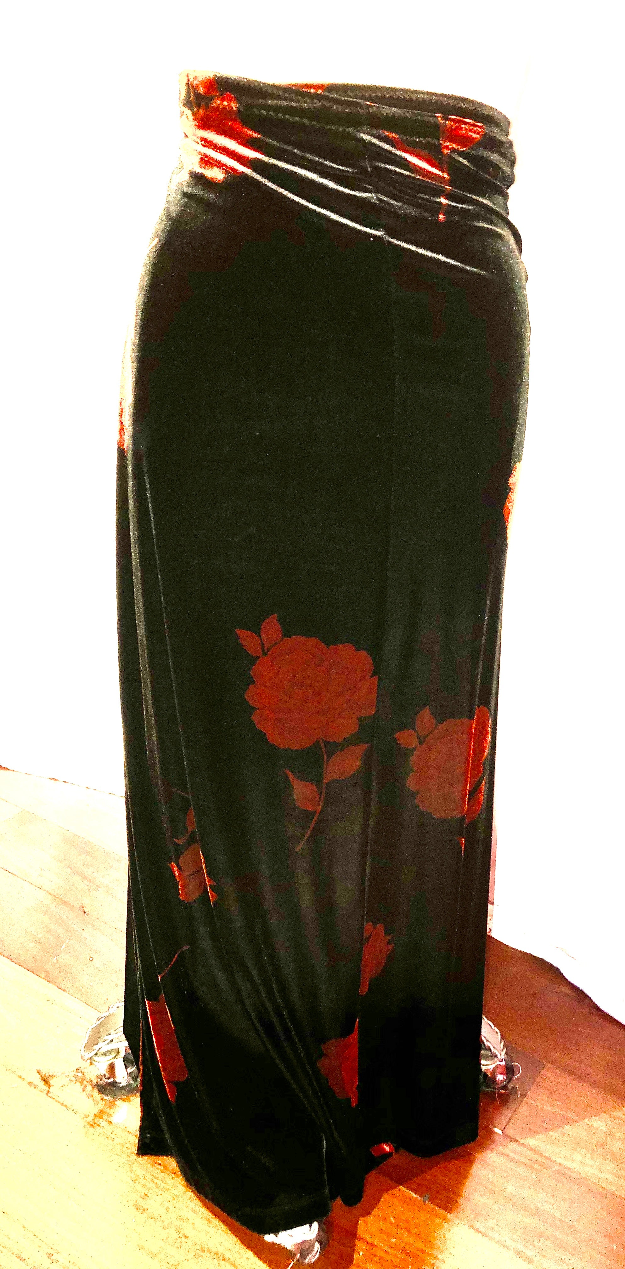 Long Vintage Velvet Wrap Skirt