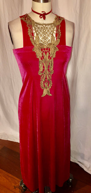 Hot Pink Stretch Velvet Dress