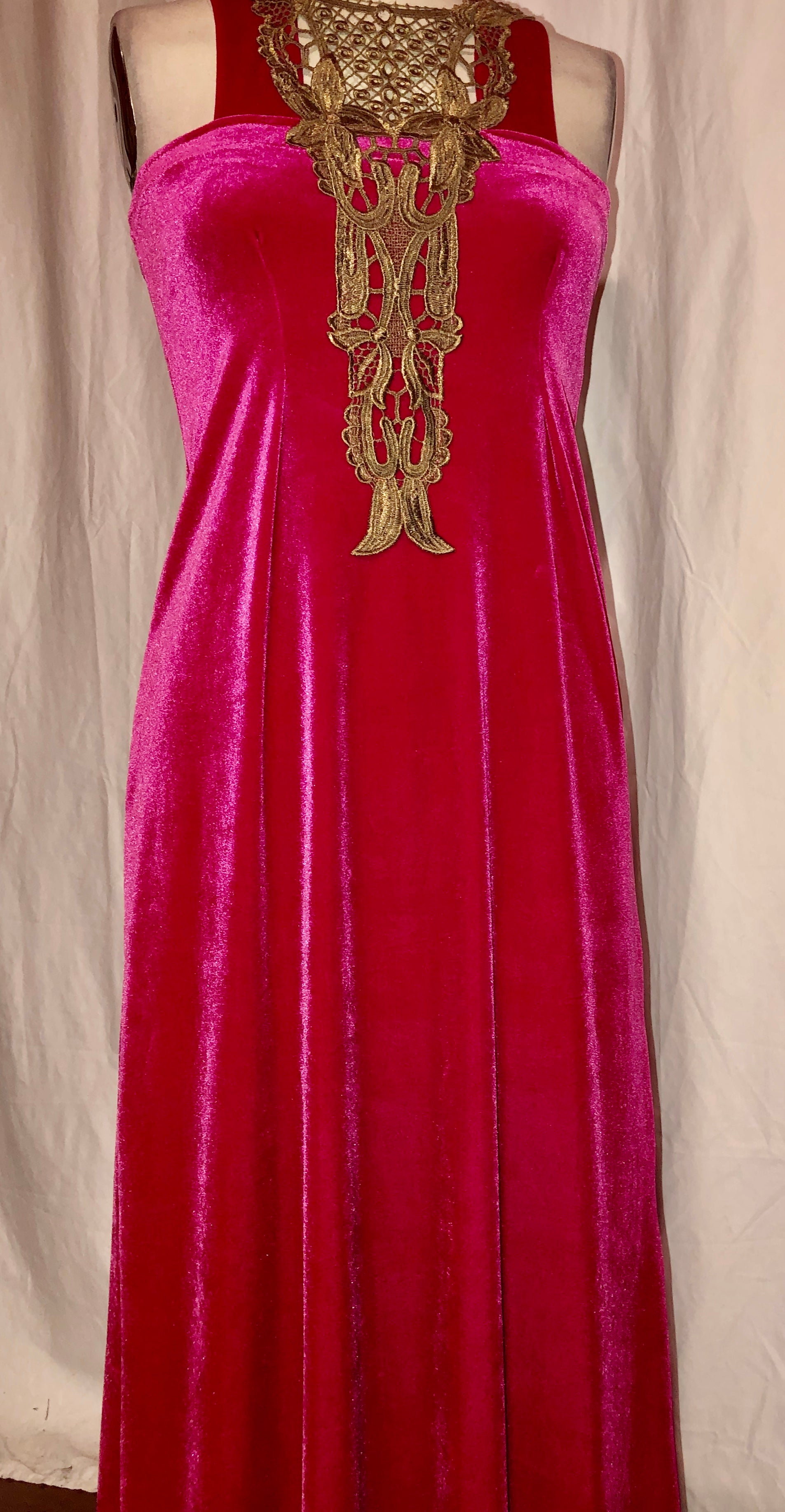 Hot Pink Stretch Velvet Dress