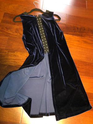 Dark Blue Stretch Velvet Dress/Vest