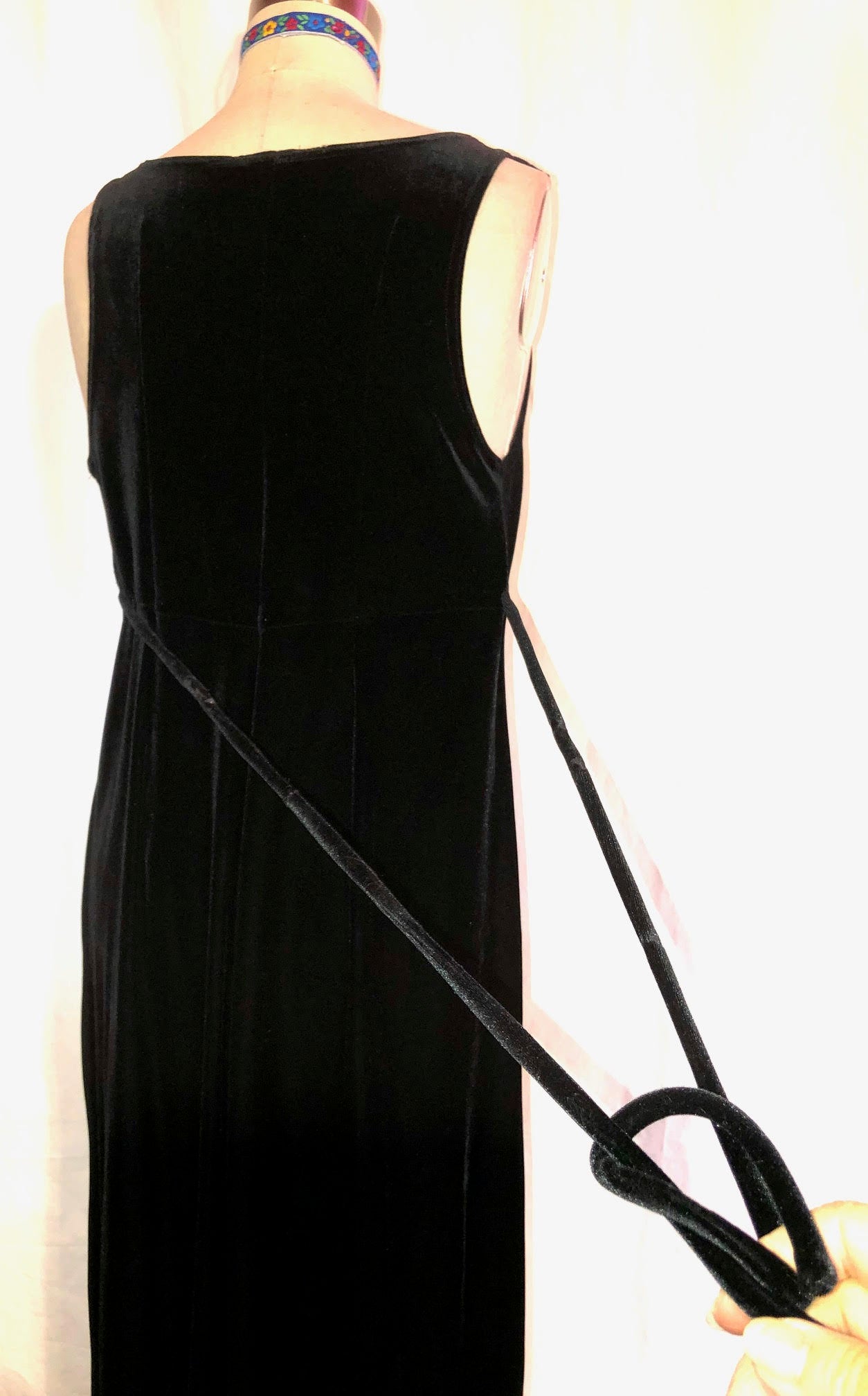 Long Black Stretch Velvet Dress