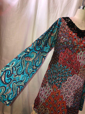 Paisley Top w/ Long Bell Sleeves