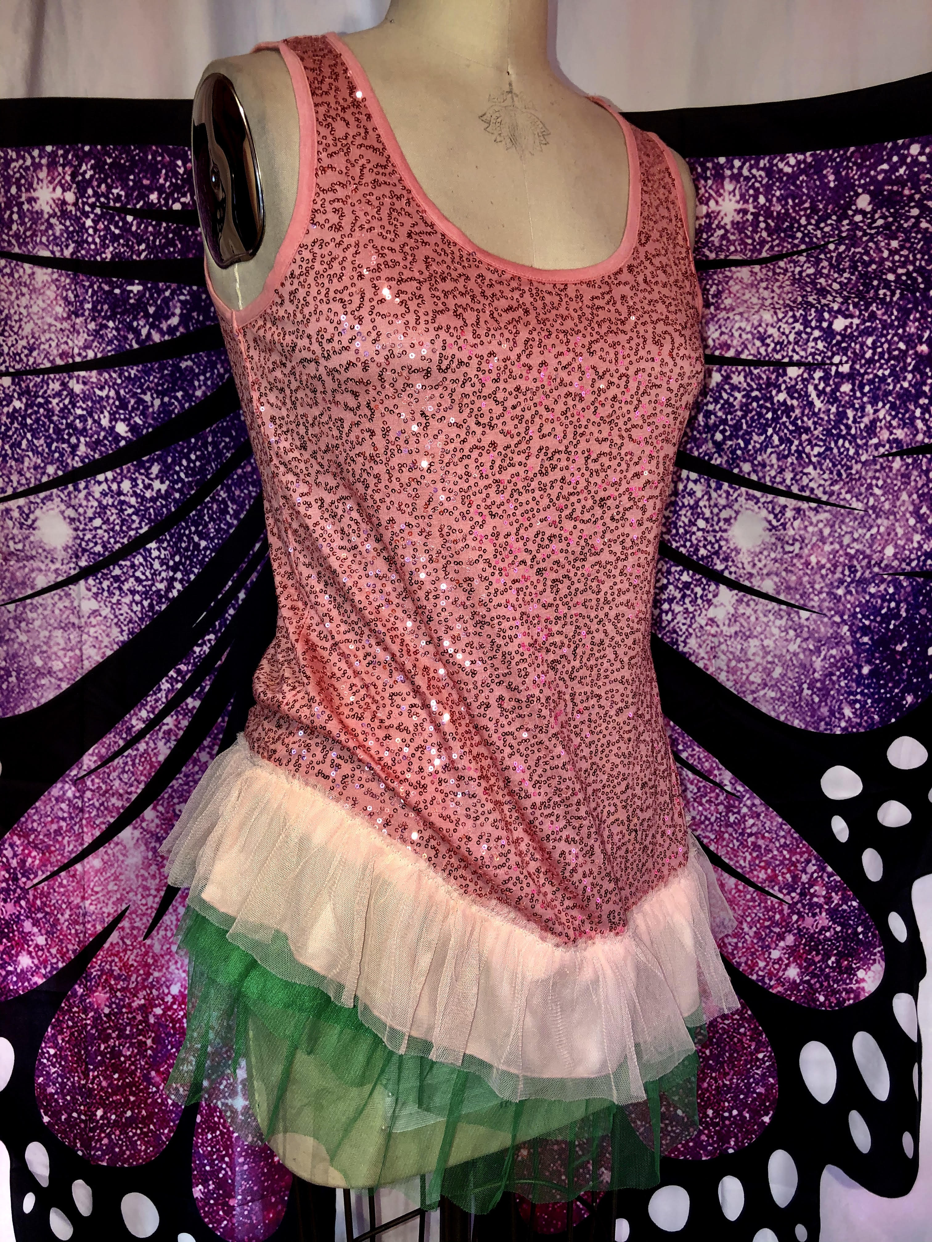 Pink Sequin Tanktop Stretch Knit
