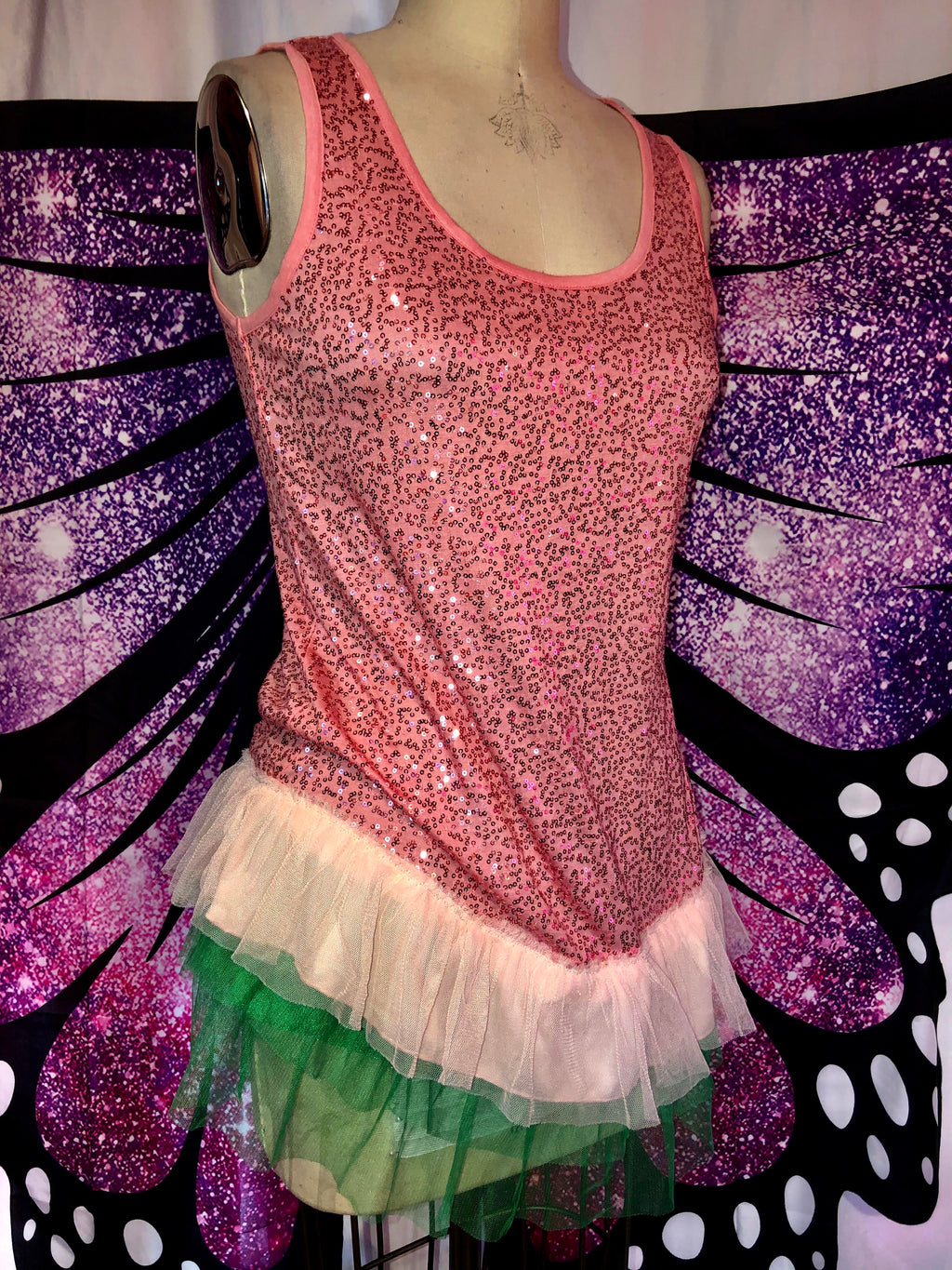 Pink Sequin Tanktop Stretch Knit