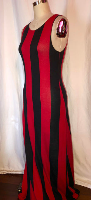Striped Black & Red Long Dress