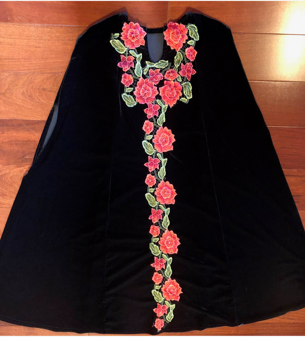 Embroidered Black Pancho