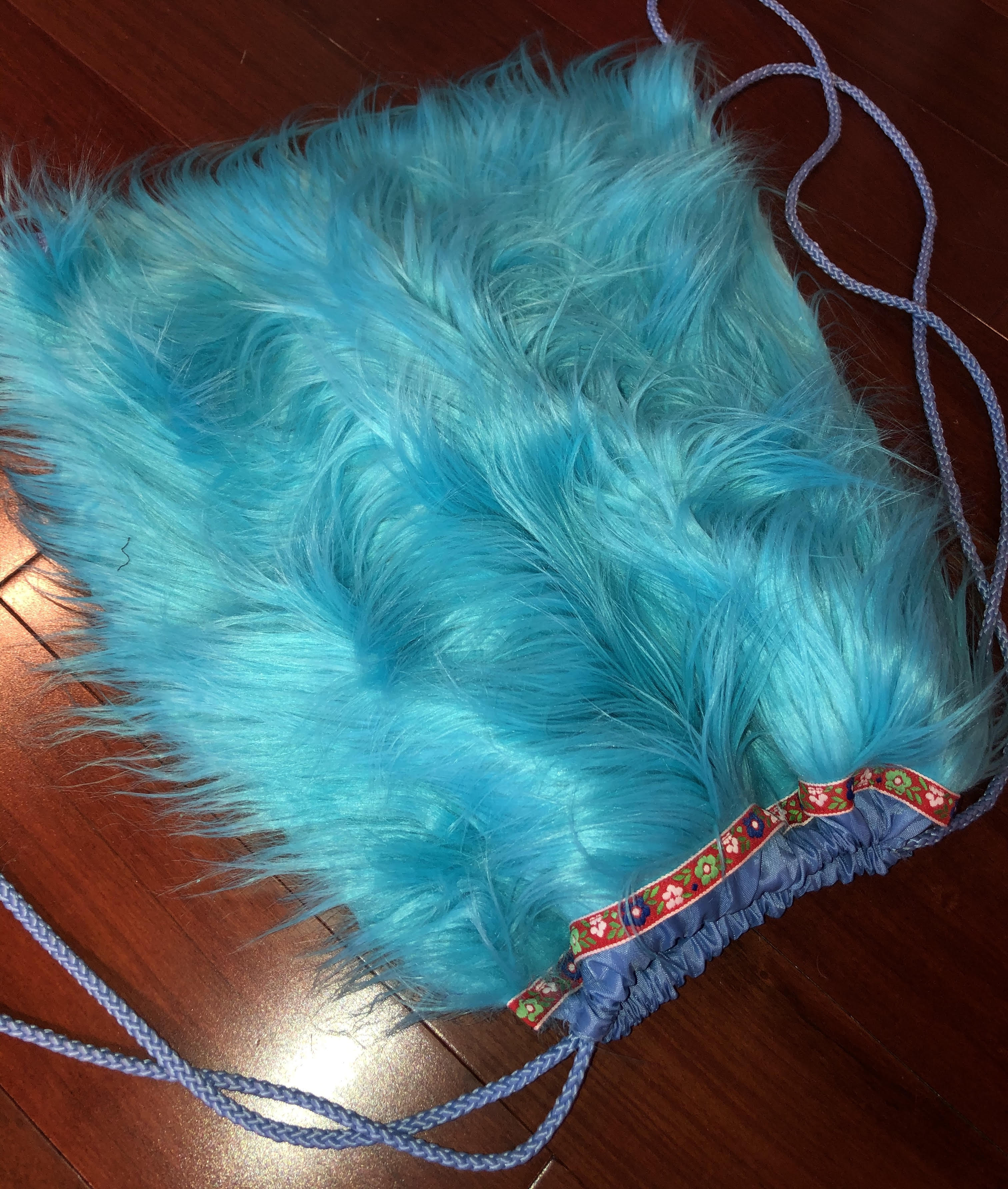 Turquoise Fake Fur Backpack